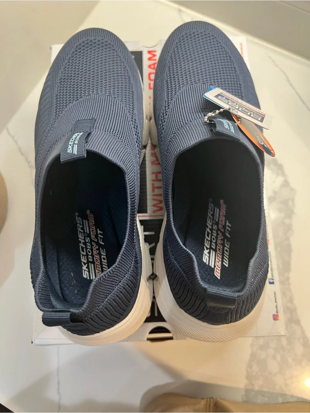 Skechers BOBS Sport B Flex Frigid Edge Navy Men's Size 8 Wide Fit 118107W NIB
